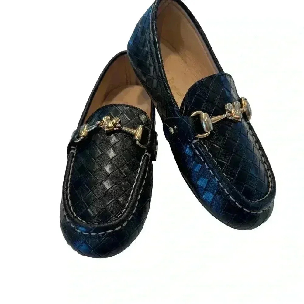 Not Bad Boys Black Woven Loafers W/Mickey Buckle Size EU 31 US 13